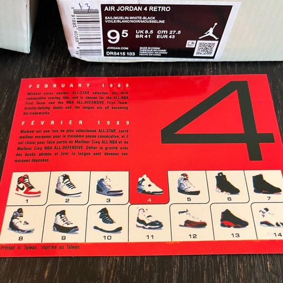 Air Jordan 4 Retro - White and Green Sneakers with Breathable Upper.  Worn once - Picture 6 of 6